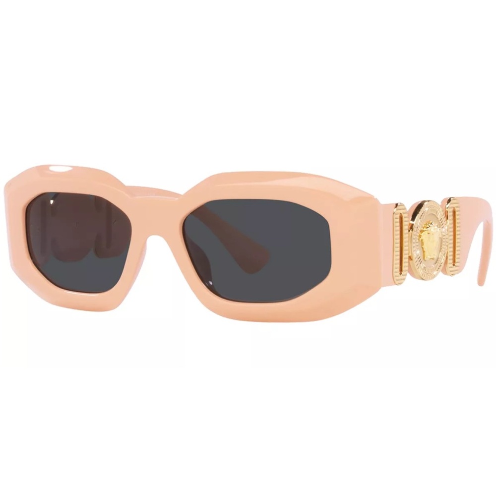 Versace Peach Pink Frame Sunglasses with Gold Medusa Accents